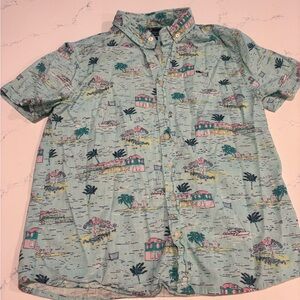 Boys Vineyard Vines Light Blue Tropical Print Shirt